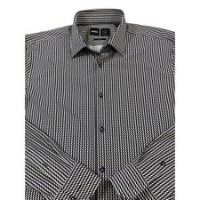 Hugo Boss Performance Slim Fit Shirt Navy White Geometric Diamond Mens 16 41 L