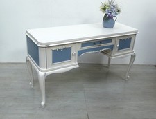 Altes Sideboard Anrichte Chippendale in Antik Weiß + Taubenblau