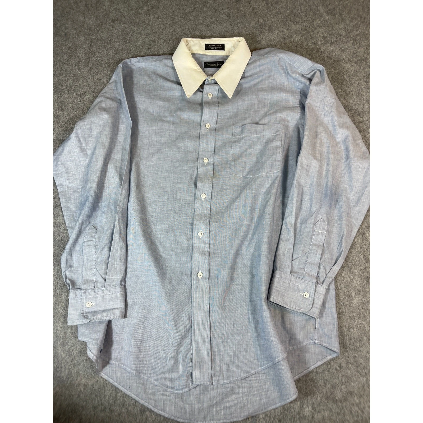 Camicia elegante uomo Christian Dior Monsieur Oxford vintage anni 70 16 5 blu western