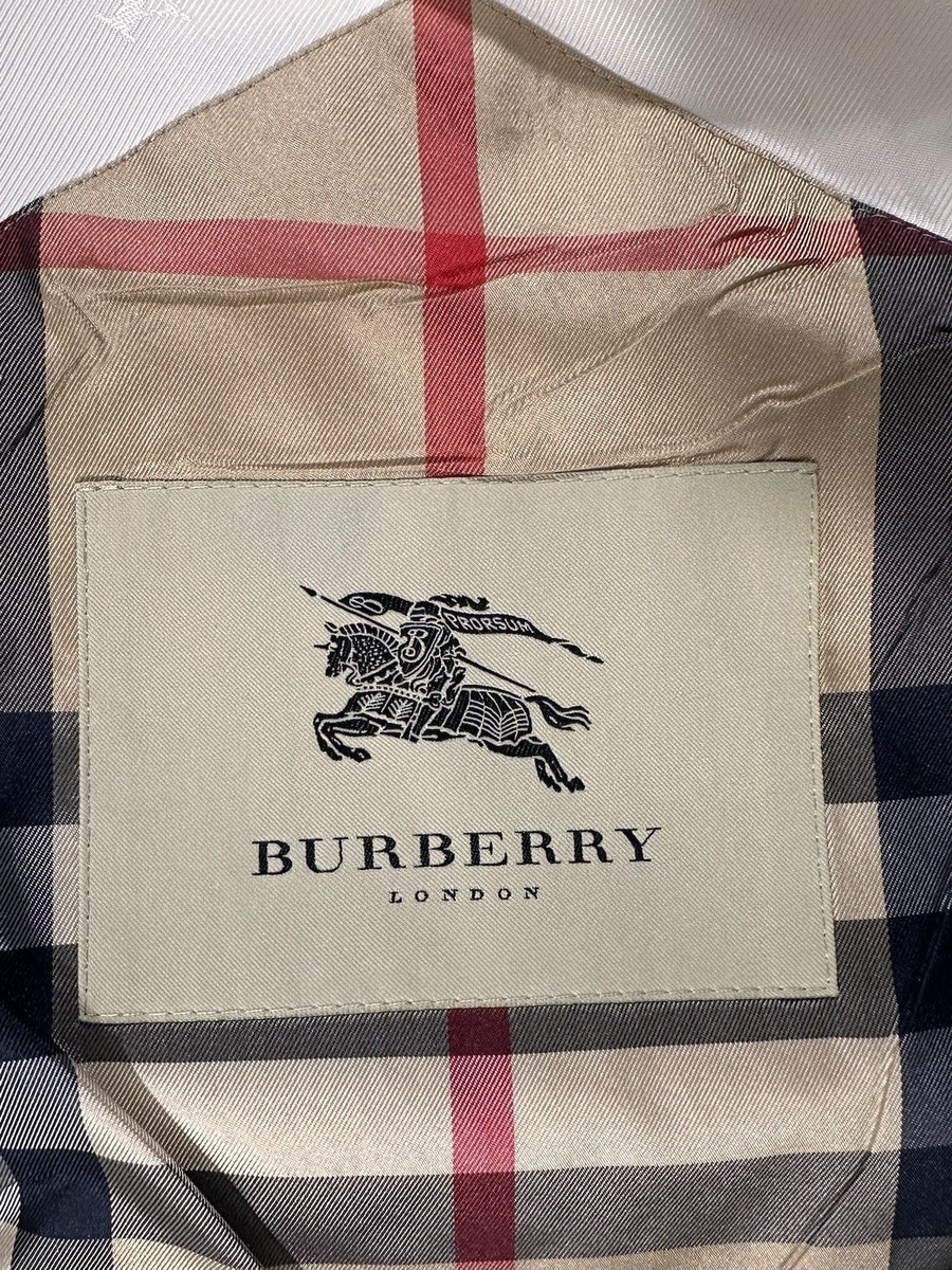 BURBERRY TRENCH COAT SIZE 8 ANNIKA WHITE DOUBLE BREASTED USA MID