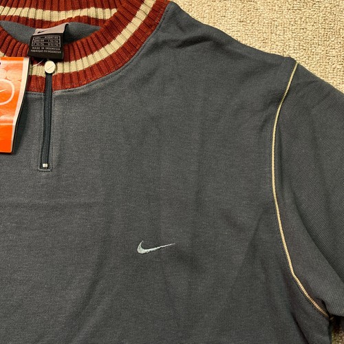 Nike T Shirt Y2K 00s 2000s Quarter Zip Heavy Knit Track 365 Vintage Spellout L - Picture 3 of 9