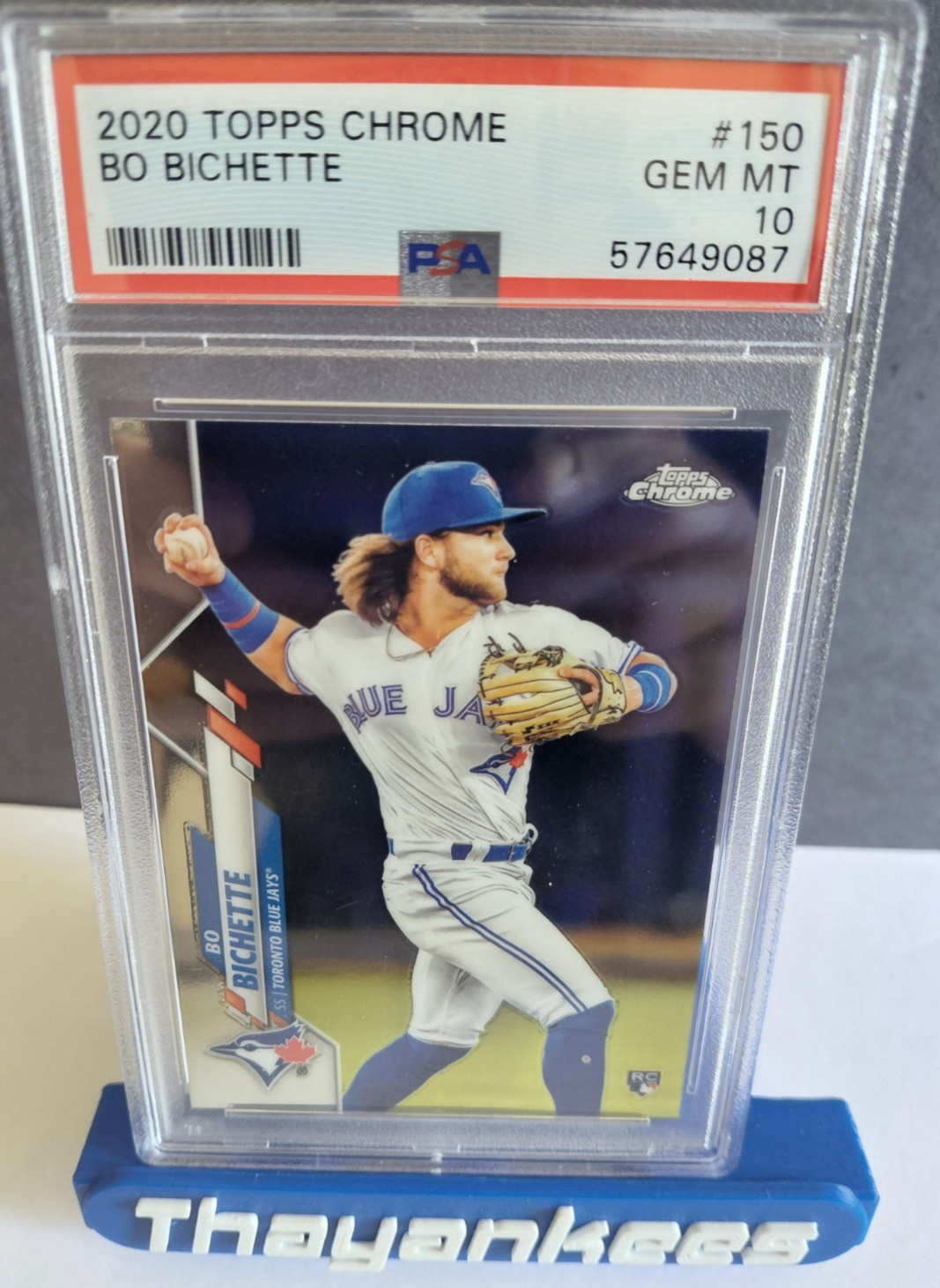 PSA 10 Gem Mint Bo Bichette 2020 Topps Chrome #150 Rookie Card RC Blue Jays A