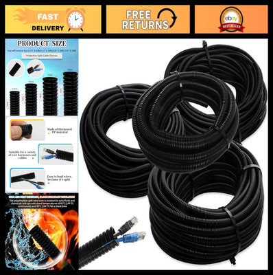 Flexible Split Wire Loom Tubing 30ft - 1/4'', 1/2'', 3/8'', 3/4'' Cord Protector Sle