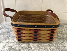 Longaberger Proudly American 🇺🇸 Medium Berry Basket w/ Protector 
