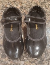 Black Patent Leather Tap Shoes w/ Hook N Loop Closure - Toddler Size 7