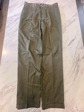 Chaps Ralph Lauren Men’s Olive Green Dress Pants Flat Front 36x34. Fits 36x33