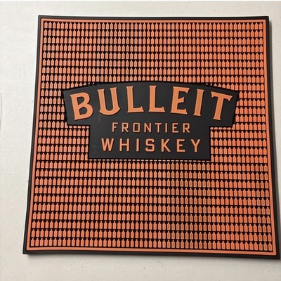 BULLEIT Bourbon frontier whiskey Bar Mat orange/black Brand New heavy duty