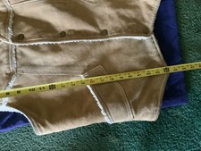 Vintage Genuine suede Vest Western Style Tan Suede Sherpa Lined size M/L