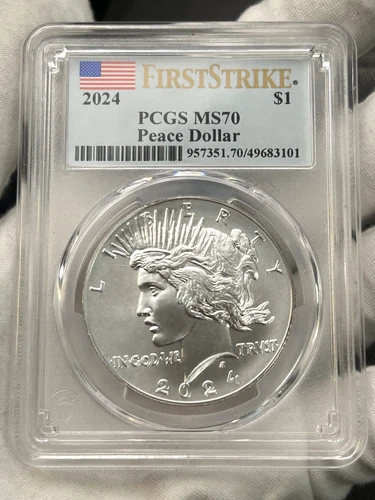 2024 $1 Peace Dollar Anniversary PCGS MS70 Fine Silver US Coin - First Strike