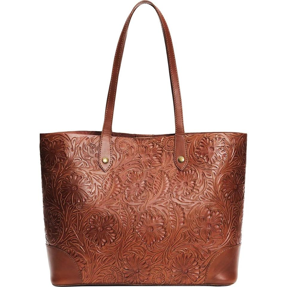 FRYE $398 Melissa Artisan Tooled Leather Shopper Tote Bag Purse W/ Pouch - Image 3 of 4