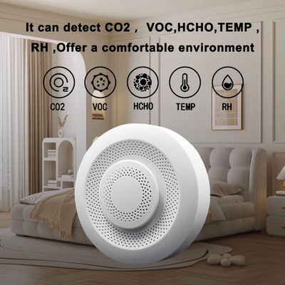 Tuya WiFi ZigBee 5-in-1 Luftmonitor CO2 VOC Formaldehyd Temp Luftfeuchtigkeit