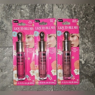 B Color Liquid Blush Trio   Pink Punch, Party Pink & Mystic Mauve 0.15fl Oz BNIB