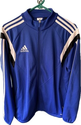 Adidas Climacool Track Jacket Men Medium Blue 3 Stripe Sports Full Zip Mock Neck