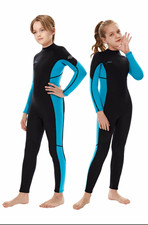 Unisex Kids Black/Blue Colorblock Wetsuit Long Sleeve Full Zip Size S