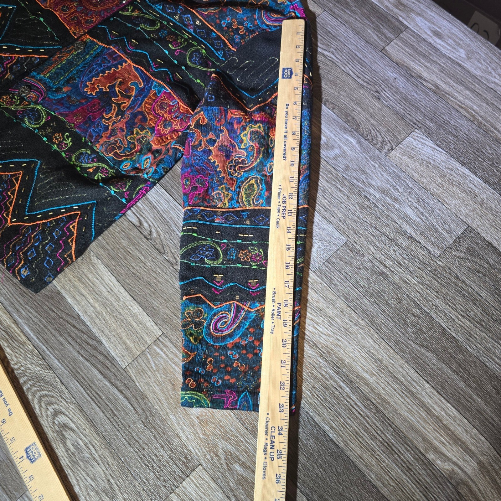 Chico's Colorful Patchwork Embellished Blazer Art to Wear Chico's Size2 US Large