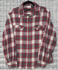 Field Stream 1871 Red Gray Plaid Flannel Shirt Men's Large Classic Casual