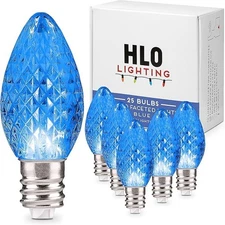 Holiday Lighting Outlet Faceted C7 Christmas Lights | Blue LED Light Bulbs Ho...