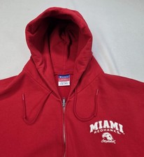 VTG Champion Miami Redhawks Hoodie Jacket Men XL Full Zip Sweatshirt LIMITED USE