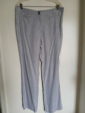 J. Jill Linen Stretch Gray Striped Comfort Waist Straight Leg Pants Size 12 Nice