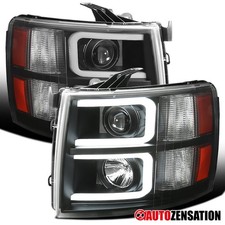 Led Bar Fit 2007-2013 Silverado 1500 2500hd 3500hd Black Projector Headlights