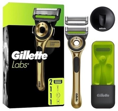 Gillette Labs Champion Gold Edition Rasierer Set 2 Klingen Wandhalter Neu OVP