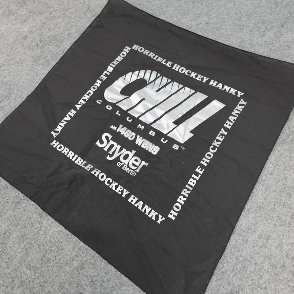 Винтажное хоккейное полотенце Columbus Chill Horrible Hanky Black Snyder AM 1460 WBNS - Изображение 3 из 4