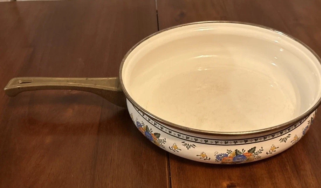 Vintage ASTA Floral Enamel Cookware 10”