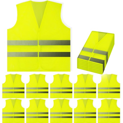 Safety Vests 10 Pack - Yellow Reflective High Visibility, Hi Vis Silver ...