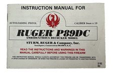 1992 Ruger P89dc Instruction Owners Manual Pocket Sized 43 Pages 1992 Ruger P89dc Instruction Owners Manual Pocket Sized 43 Pages