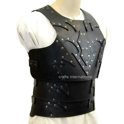 Leather battle armor Medieval warrior costume Leather cuirass Leather chest armo