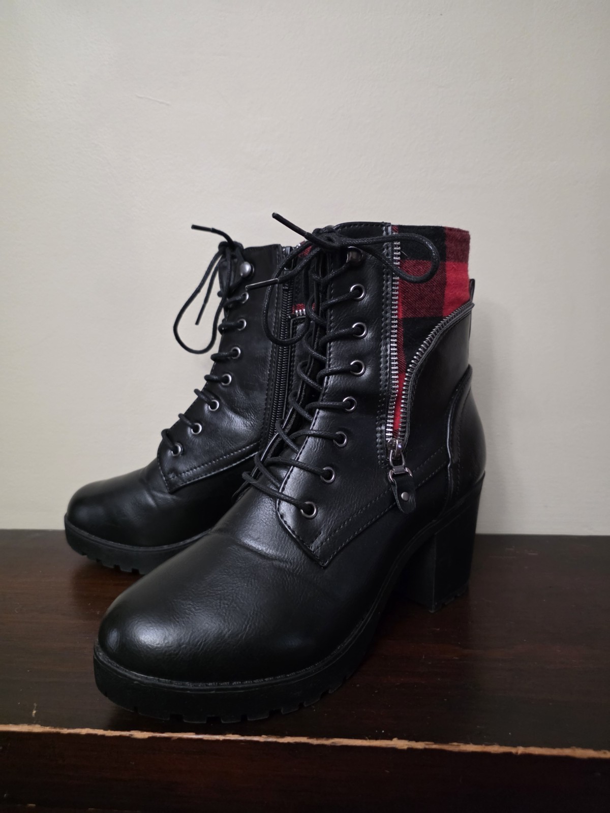 Yoki Combat Boots Women's Mara 7 Y2k Hipster Gothic Chunky Soles Black Zip-image