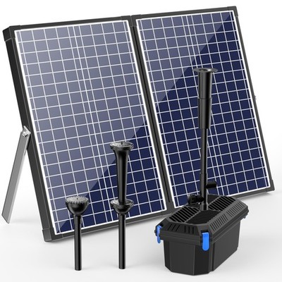 Biling 70W Solar Pond Pump with Pond Filter, Includes Solar Panel, 660 GPH So...