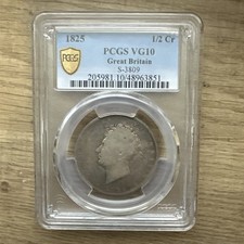 1825 Half Crown Great Britain 1/2C PCGS VG10 Nicely Toned .925 Silver World Coin
