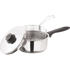 20cm STAINLESS STEEL DEEP INDUCTION FRYER SET & CHIP PAN POT + LID & BASKET