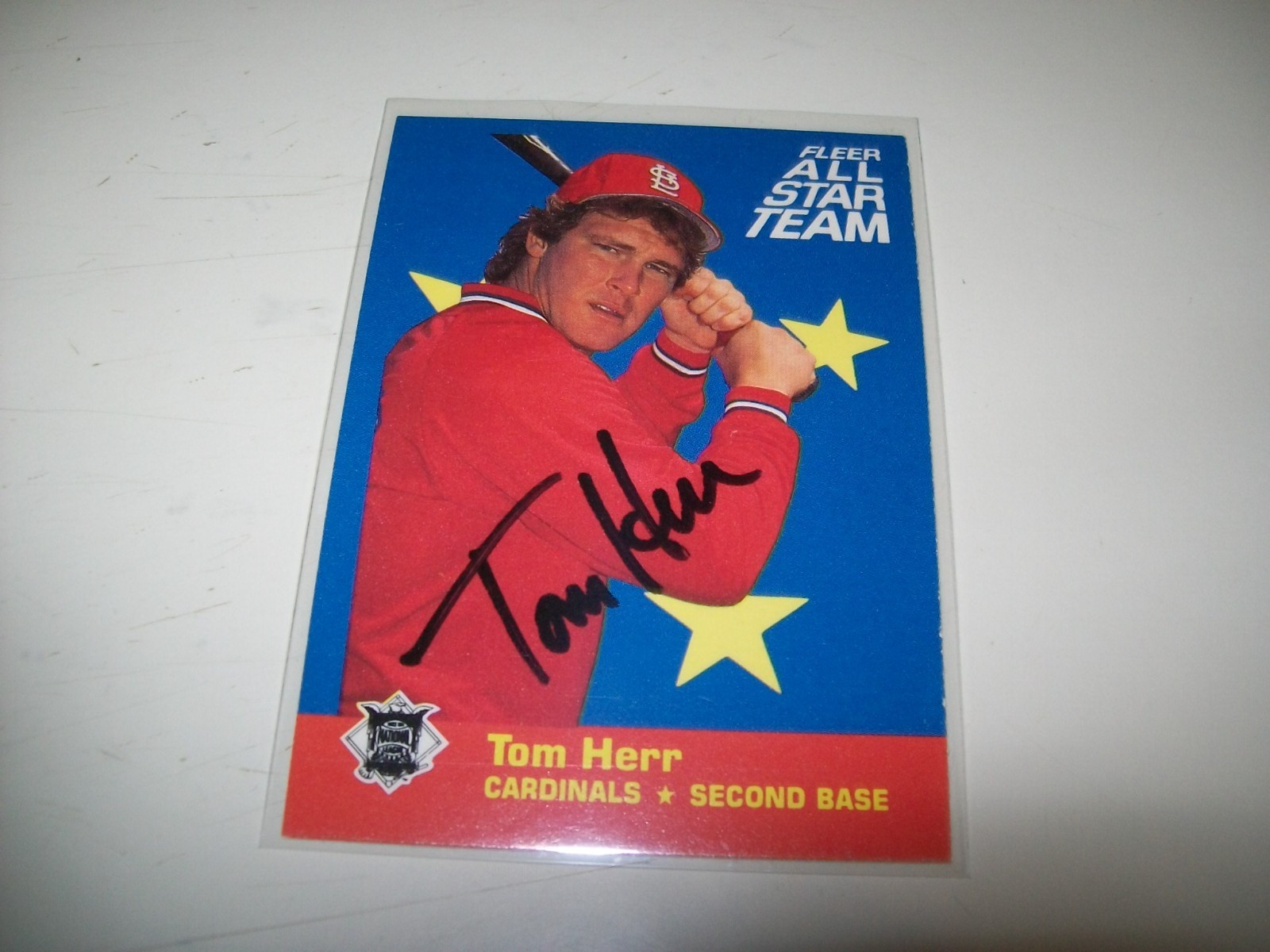 1986 FLEER ALL-STAR TEAM TOM HERR AUTOGRAPH SIGNED AUTO #2 ST. LOUIS CARDINALS