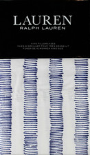 Ralph Lauren 2 KING Pillowcases Annalise Blue Stripe Modern Farmhouse Cottage