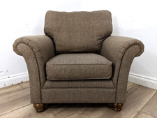 ARMCHAIR Marks & Spencer Brown Tweed Like Fabric Removable Cushion FREE DELIVERY