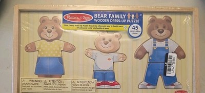 Melissa & Doug Mix n Match Wooden Bear Family Wooden Dress-Up Puzzle W/ Storage 