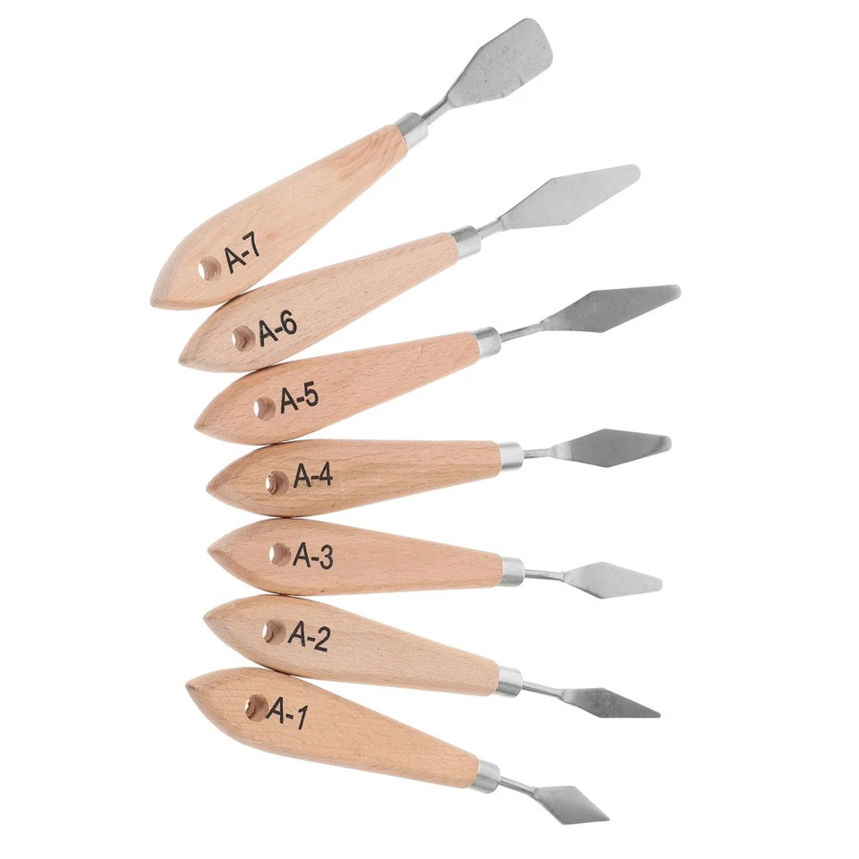 7 Pcs Spatule Pour Peindre Fournitures De Peinture Outils À L'huile - Photo 3/4