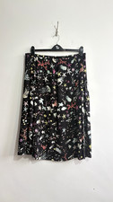Rixo London Georgia Silk Midi Skirt Size Large Black Sea Life Starfish Side Slit