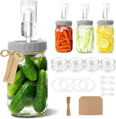 4-Pack Mason Jar Fermentation Kit(Jars Included) Four 32Oz Fermentation Jars wit