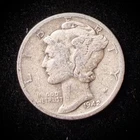 90% Silver - 1942 Mercury Dime Circulated - 08-12