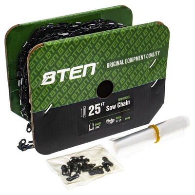 8TEN Chainsaw Chain Bulk Reel Semi Chisel 25 Foot .043 3/8 Pitch Low Profile