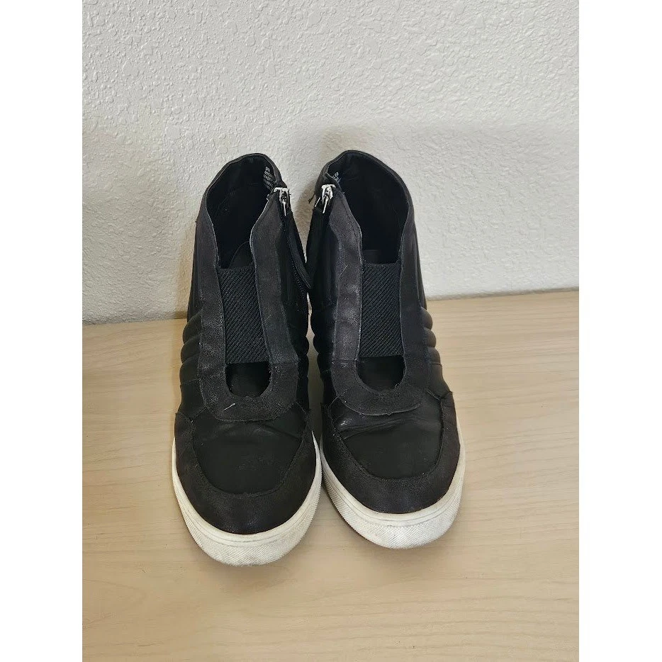 Zapatos MIA Mujer 9 Negro Cuña Acolchada Imitación Cuero Botines Tenis Kaleb Foto 3 de 4