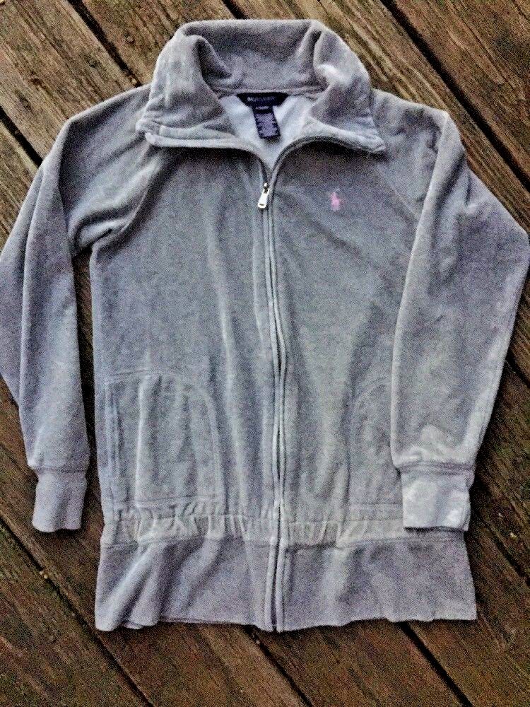 POLO Ralph Lauren Sport Rugby grigio argento rosa pony pile felpa con cappuccio donna taglia L