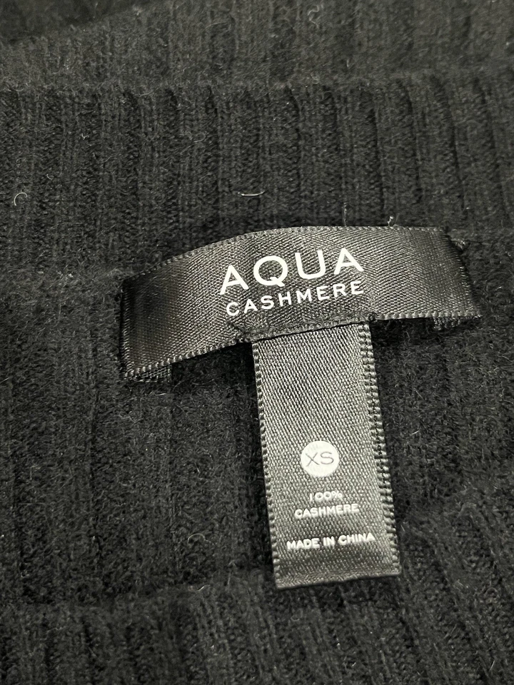 AQUA Bloomingdales Dress 100% Cashmere Ribbed Mini Black  Women Size XS - Image 2 of 4
