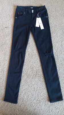 HUDSON NWT $198 Collin Skinny Ankle Black Jeans Women Size  25x31 Stretch Flap