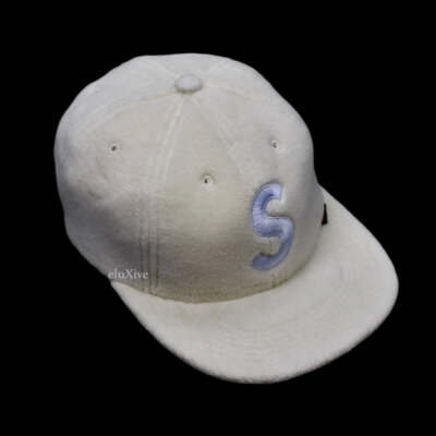 NWT Supreme FW18 Polartec Fleece S-Logo 6-Panel Hat Cap Natural