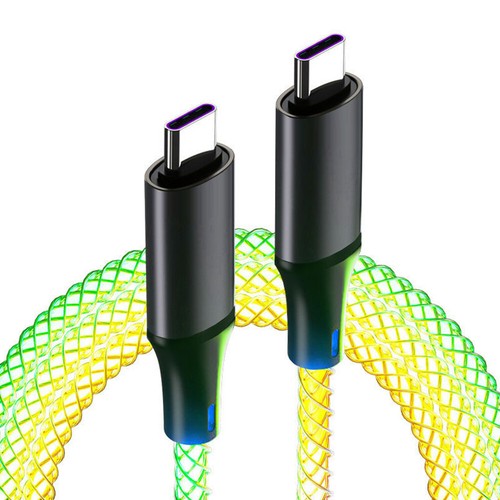 USB C To USB C Cable RGB LED Light 120W Fast Charging Cord Type C Charger 1M - Photo 14 sur 20