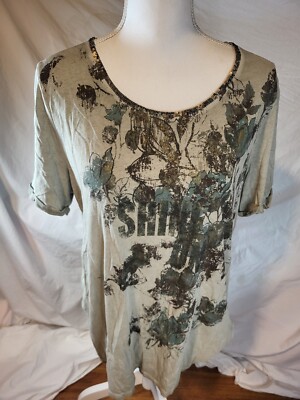 Monari Italia Size Large Gray ''Shine On'' Top